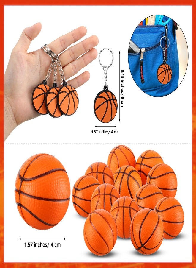 MiniInflat 48 Pcs Basketball Party Favors for Kids Include 12 Basketball Drawstring Bags 12 Keychain 12 Silicone Bracelets 12 Mini Stress Ball for Sports Supplies Decorations - Image 3